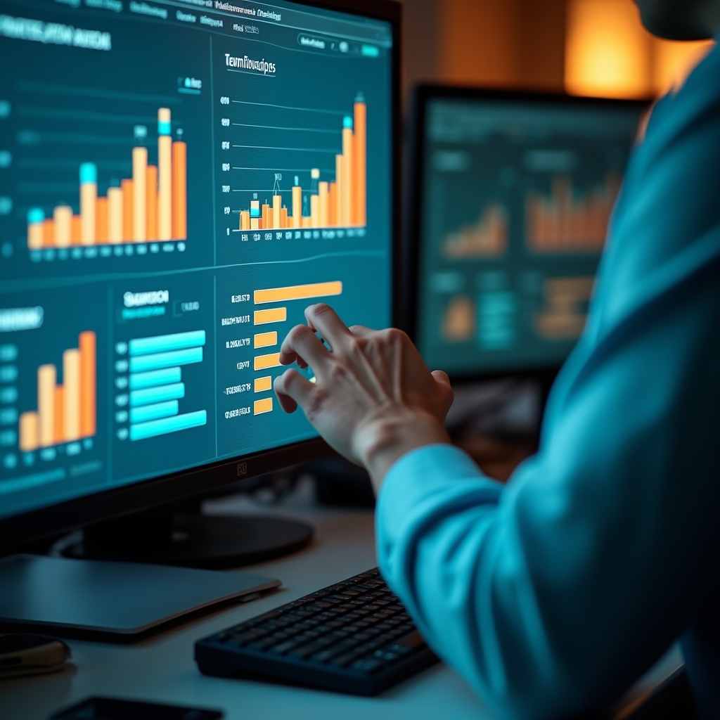 Detailní pohled na grafy spotřeby energie zobrazené na monitoru během analýzy
