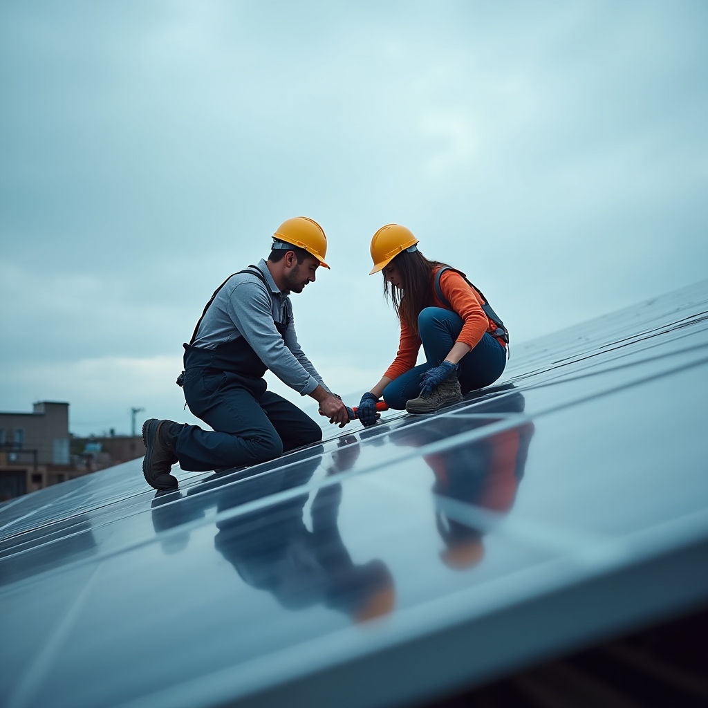 Instalace fotovoltaických panelů na střeše firemní budovy