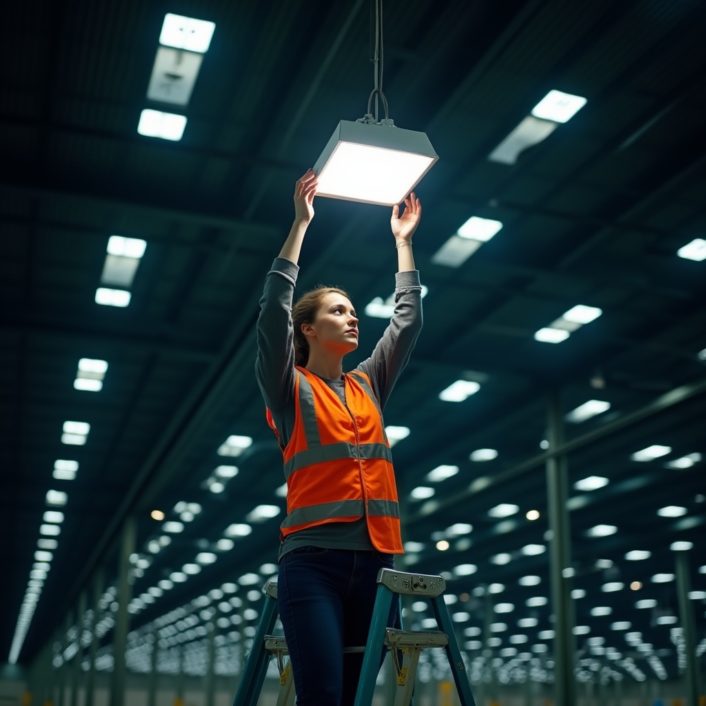 Instalace úsporného LED osvětlení ve skladové hale